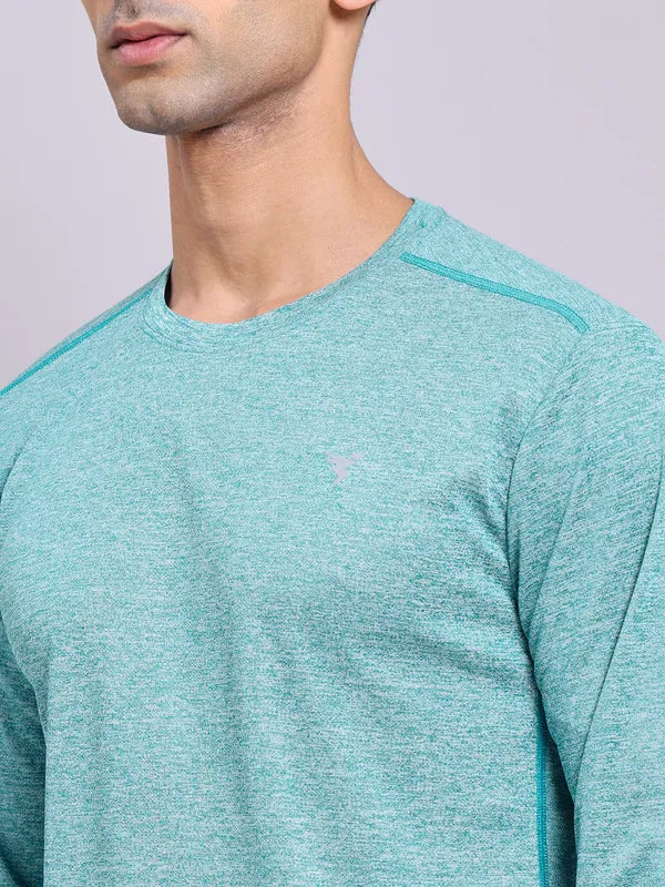 Technosport Melange Doule Cool Slim Fit Crew Neck Fullsleeve Tshirt - OR47 - TEAL B