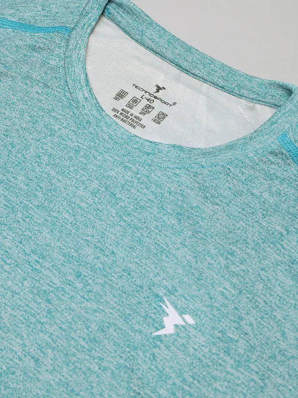 Technosport Melange Doule Cool Slim Fit Crew Neck Fullsleeve Tshirt - OR47 - TEAL B