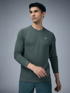 Technosport Melange Doule Cool Slim Fit Crew Neck Fullsleeve Tshirt - OR47 - TREKKING GREEN