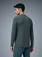 Technosport Melange Doule Cool Slim Fit Crew Neck Fullsleeve Tshirt - OR47 - TREKKING GREEN