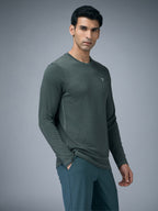 Technosport Melange Doule Cool Slim Fit Crew Neck Fullsleeve Tshirt - OR47 - TREKKING GREEN