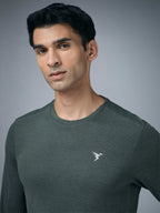 Technosport Melange Doule Cool Slim Fit Crew Neck Fullsleeve Tshirt - OR47 - TREKKING GREEN
