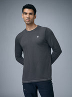 Technosport Melange Doule Cool Slim Fit Crew Neck Fullsleeve Tshirt - OR47 - WOODLAND GRAY