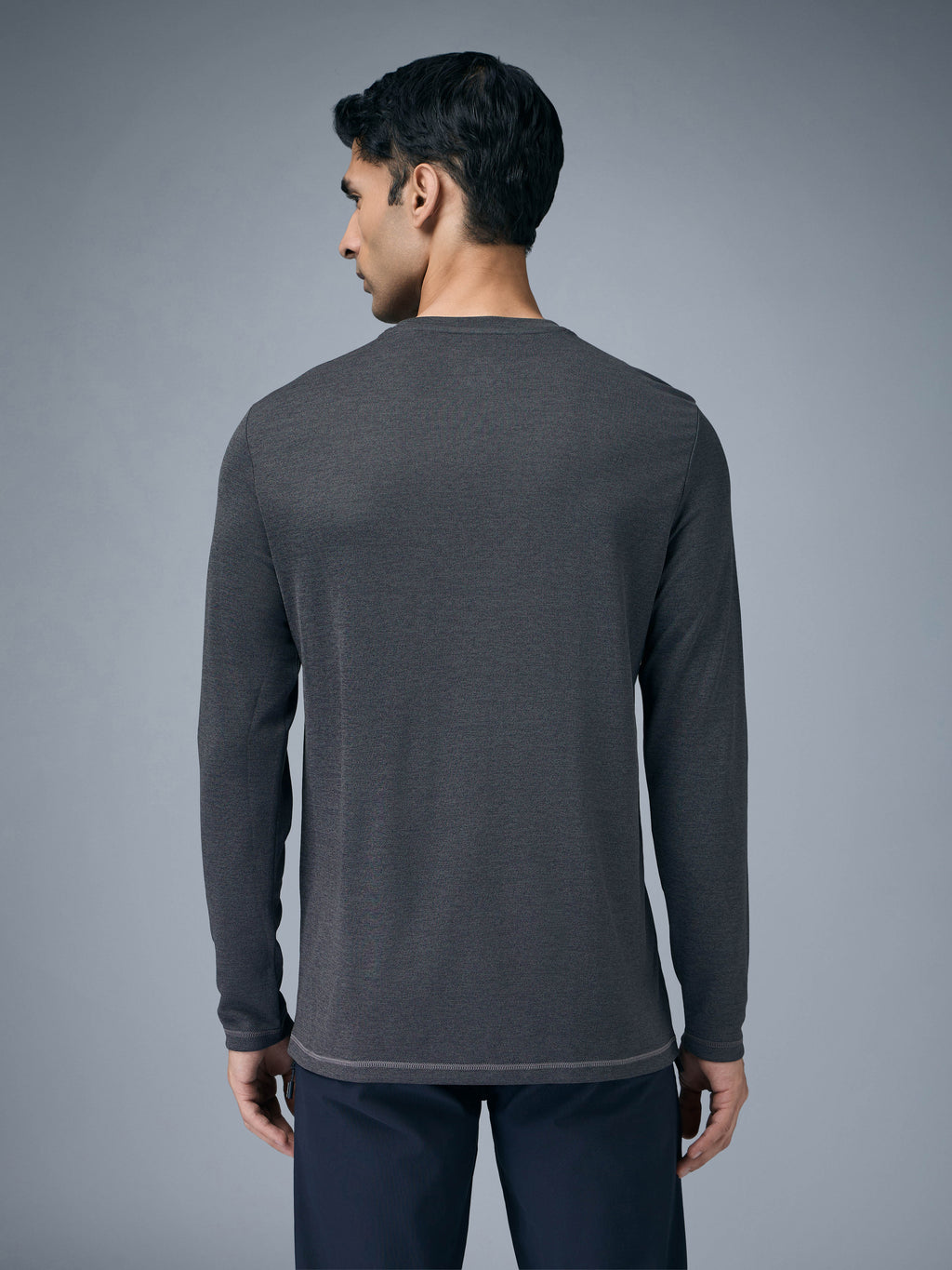 Technosport Melange Doule Cool Slim Fit Crew Neck Fullsleeve Tshirt - OR47 - WOODLAND GRAY