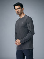 Technosport Melange Doule Cool Slim Fit Crew Neck Fullsleeve Tshirt - OR47 - WOODLAND GRAY
