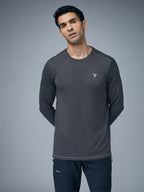 Technosport Melange Doule Cool Slim Fit Crew Neck Fullsleeve Tshirt - OR47 - WOODLAND GRAY