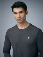 Technosport Melange Doule Cool Slim Fit Crew Neck Fullsleeve Tshirt - OR47 - WOODLAND GRAY