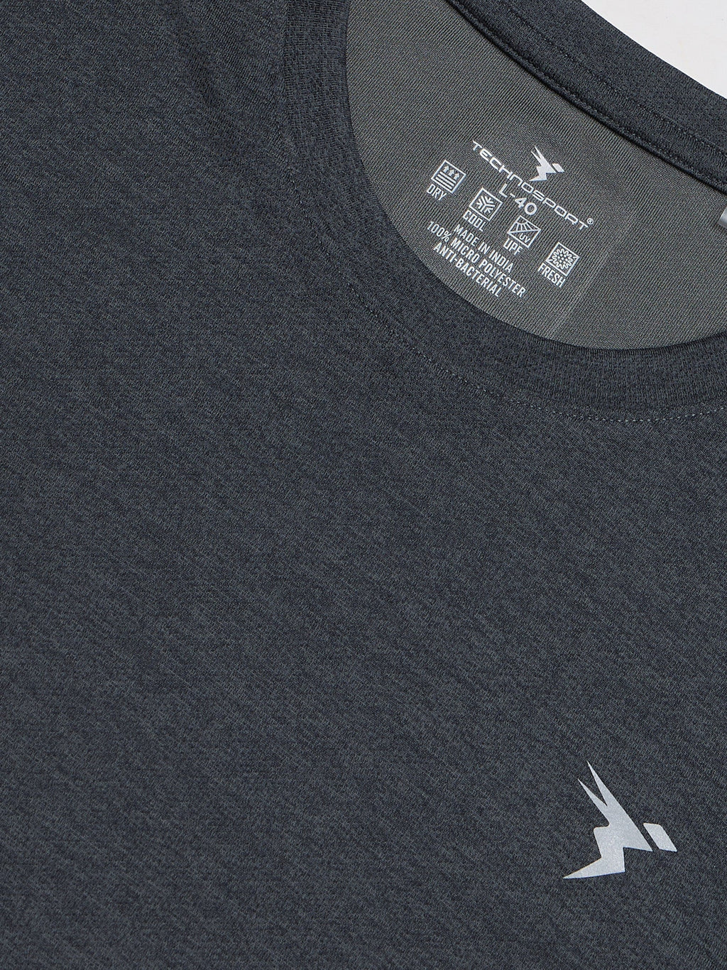 Technosport Melange Doule Cool Slim Fit Crew Neck Fullsleeve Tshirt - OR47 - WOODLAND GRAY