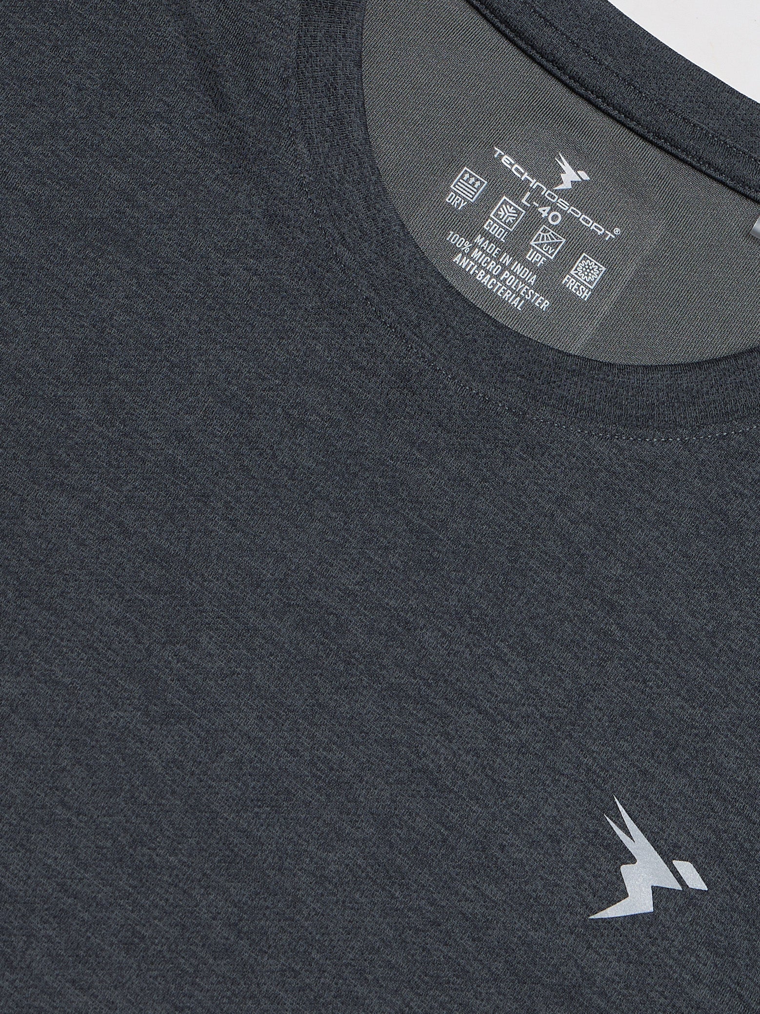 Technosport Melange Doule Cool Slim Fit Crew Neck Fullsleeve Tshirt - OR47 - WOODLAND GRAY