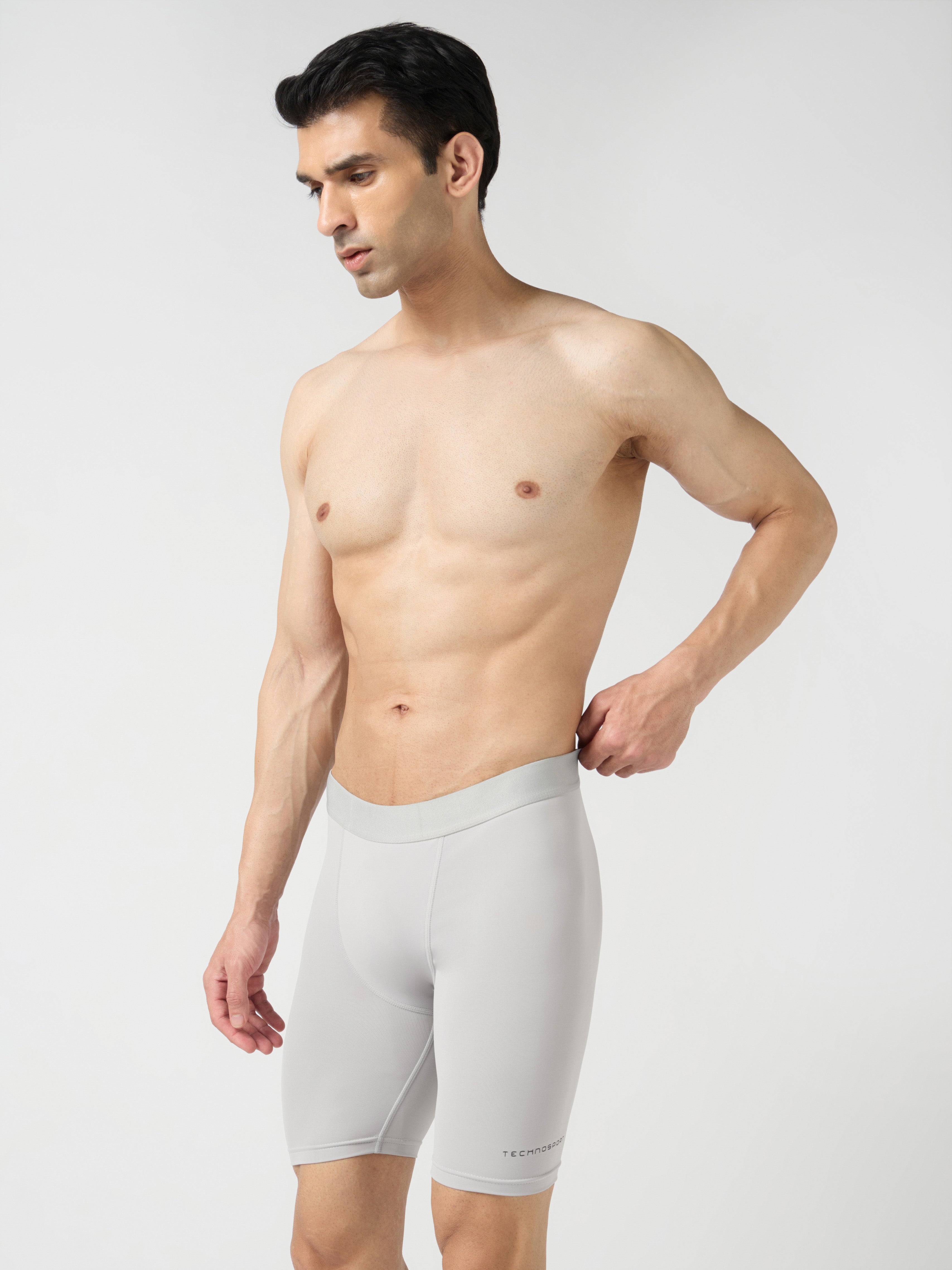 Technosport Men Solid Compression Tights (Elasto Plus) - OR59 - ASH