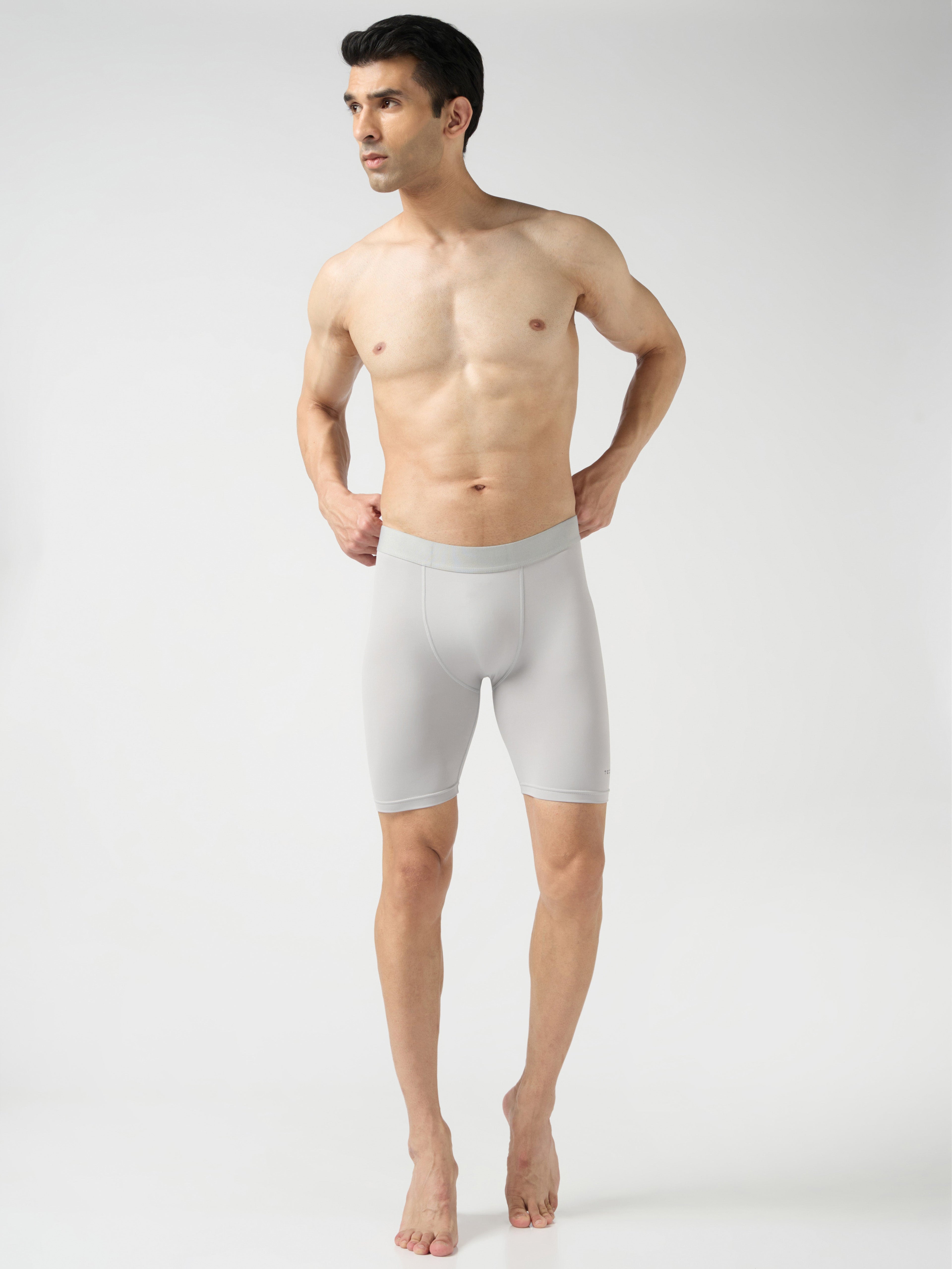 Technosport Men Solid Compression Tights (Elasto Plus) - OR59 - ASH