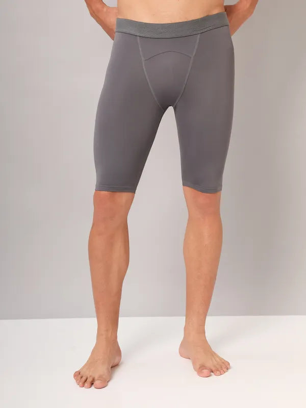 Technosport Men Solid Compression Tights (Elasto Plus) - OR59 - IRON GREY