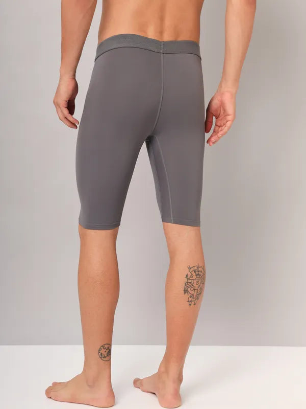 Technosport Men Solid Compression Tights (Elasto Plus) - OR59 - IRON GREY