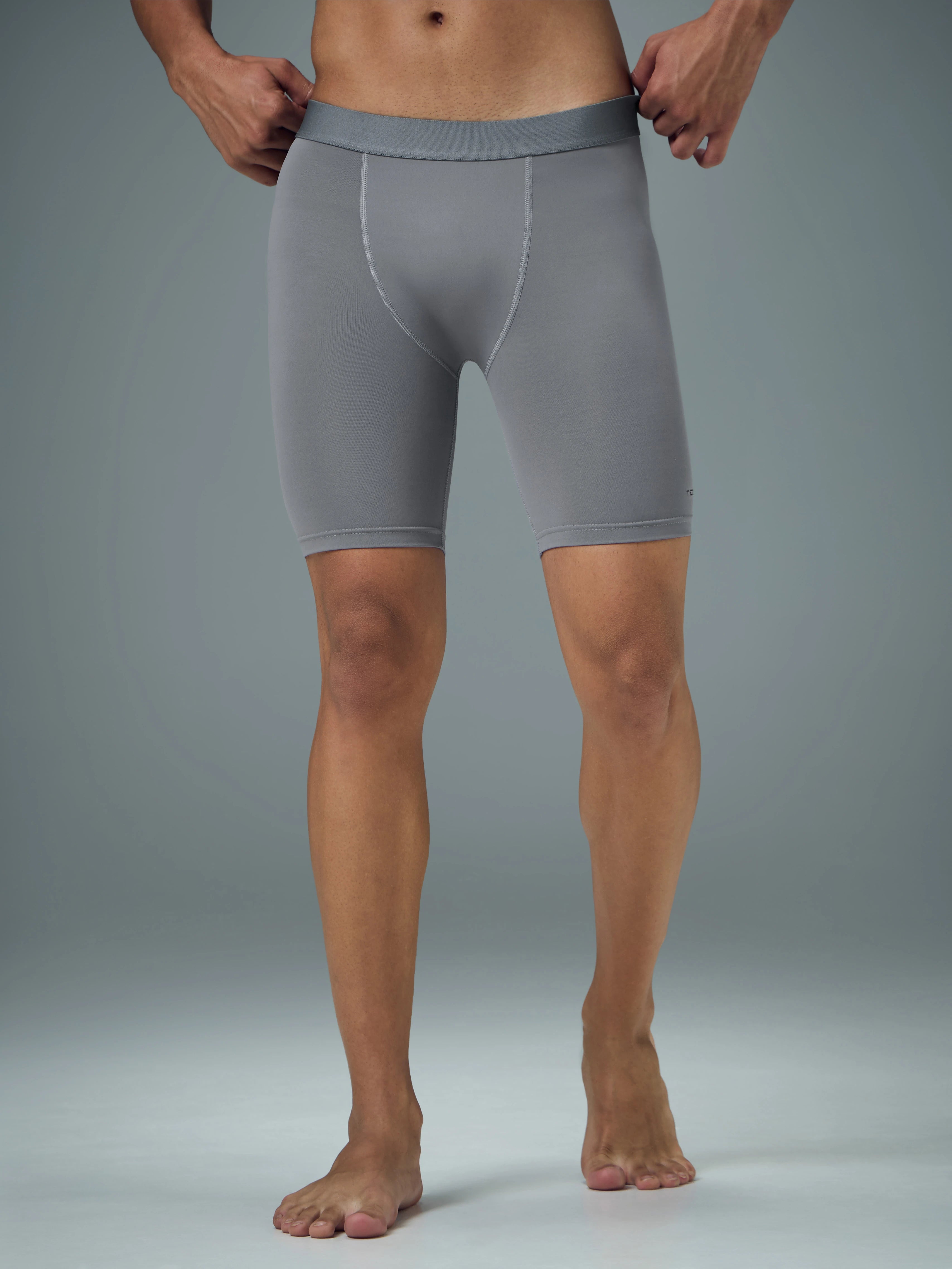 Technosport Men Solid Compression Tights (Elasto Plus) - OR59 - LT GREY