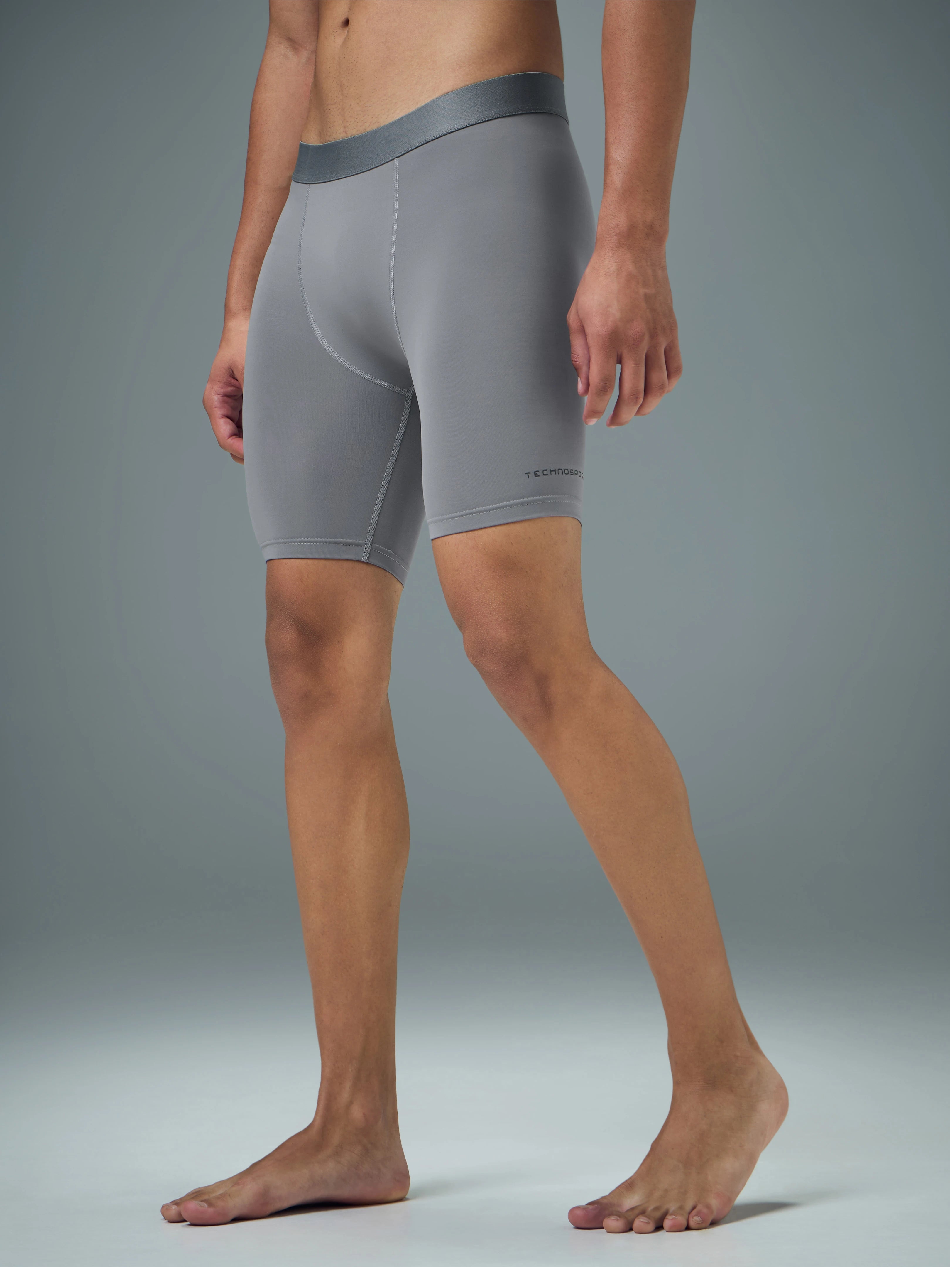 Technosport Men Solid Compression Tights (Elasto Plus) - OR59 - LT GREY