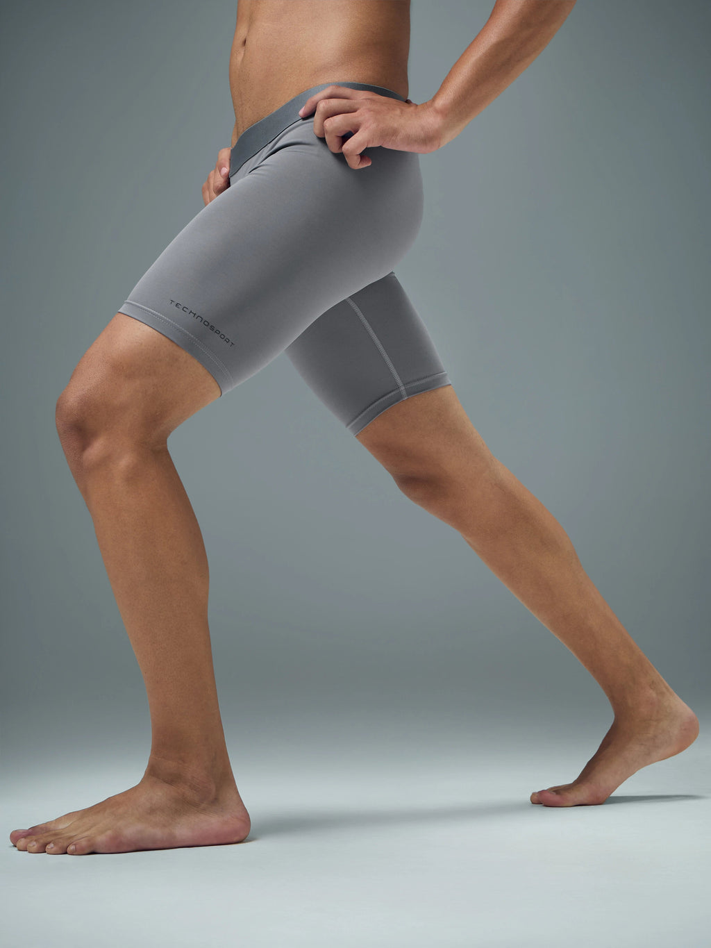 Technosport Men Solid Compression Tights (Elasto Plus) - OR59 - LT GREY