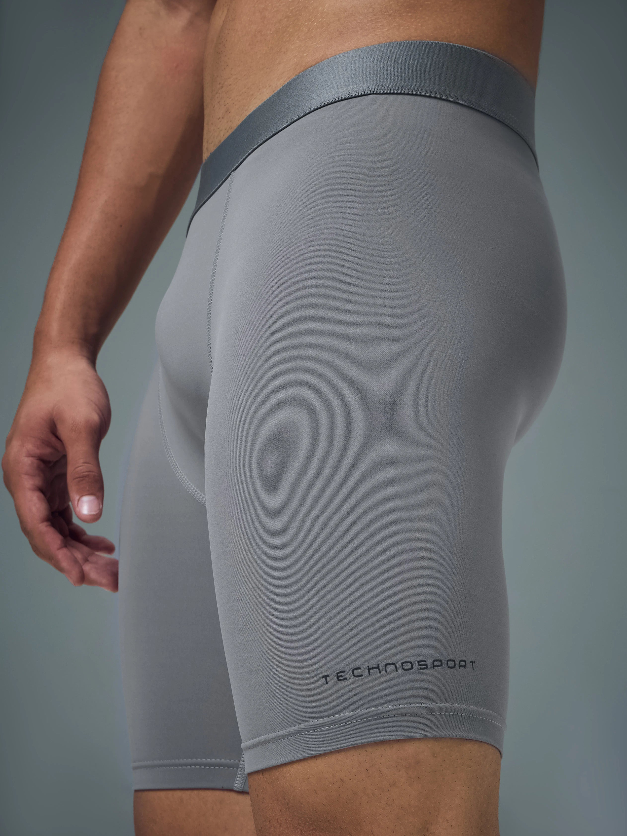 Technosport Men Solid Compression Tights (Elasto Plus) - OR59 - LT GREY
