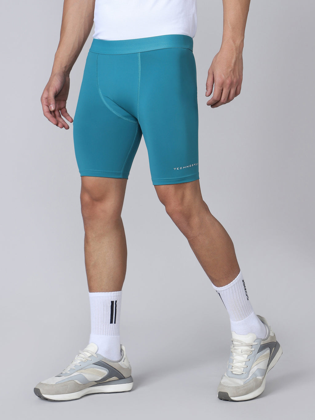 Technosport Men Solid Compression Tights (Elasto Plus) - OR59 - TEAL B