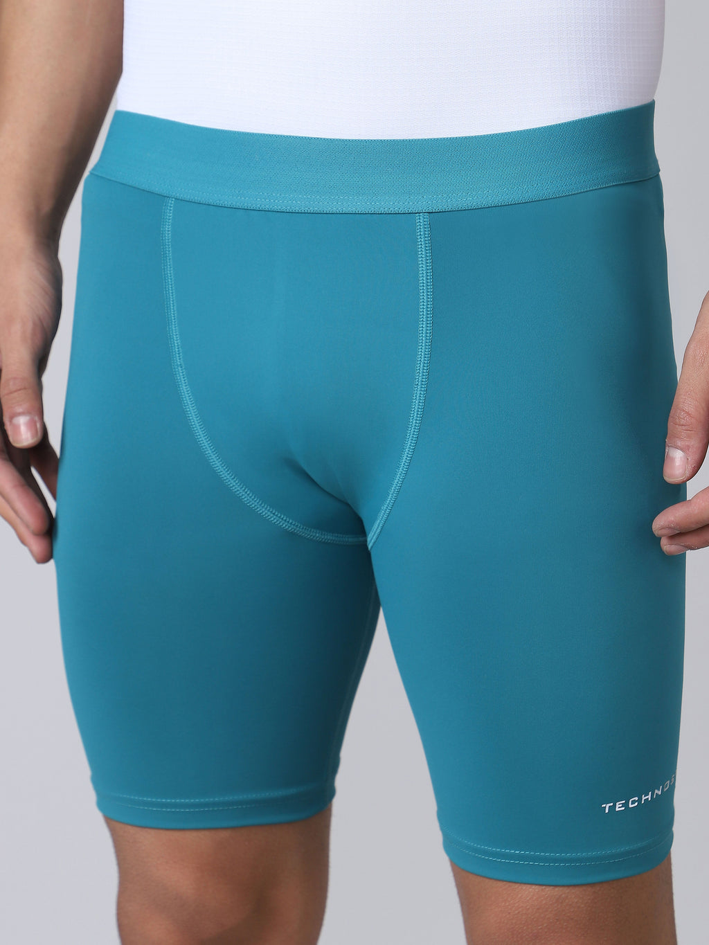 Technosport Men Solid Compression Tights (Elasto Plus) - OR59 - TEAL B