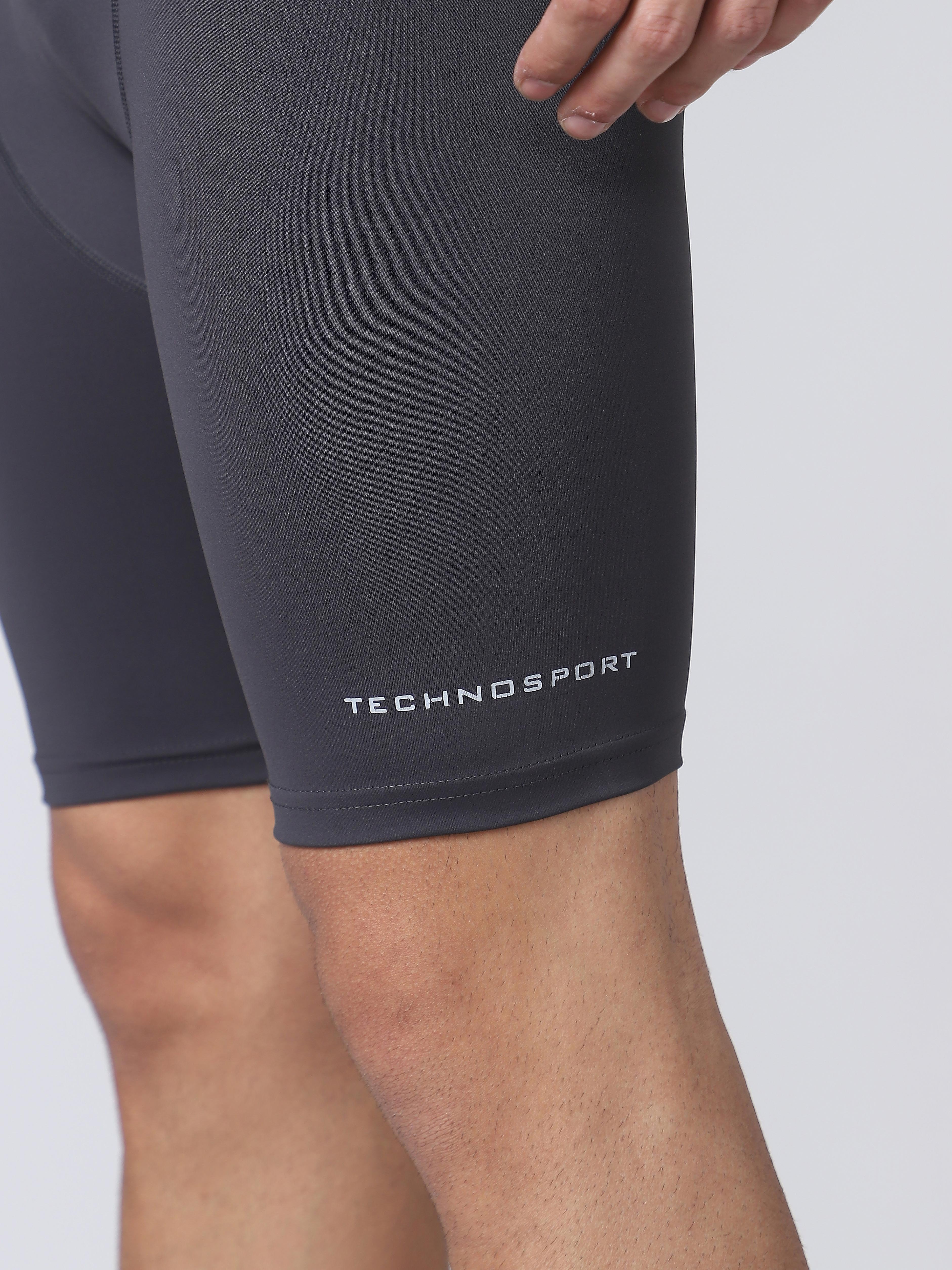 Technosport Men Solid Compression Tights (Elasto Plus) - OR59 - WOODLAND GRAY