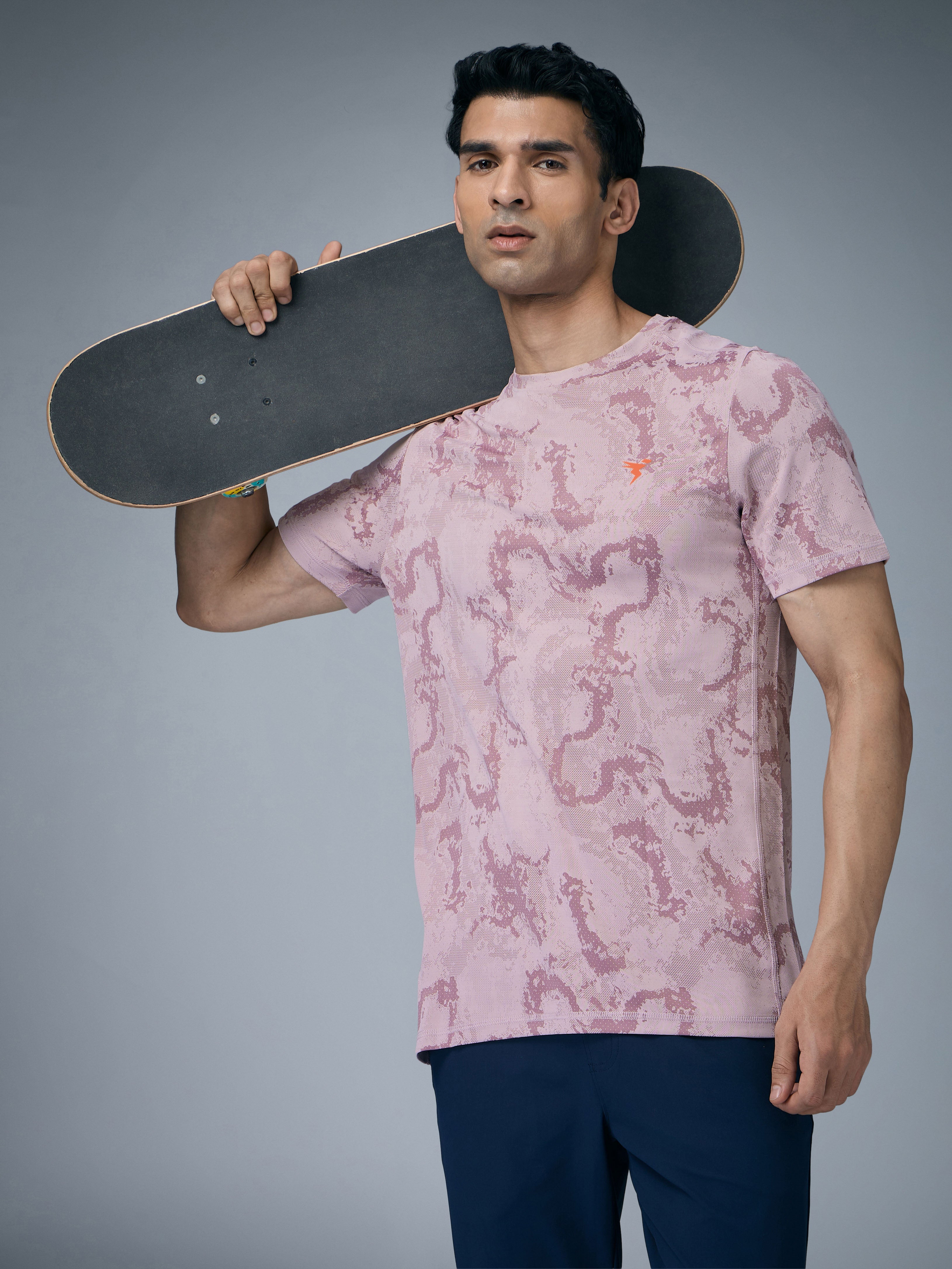 Technosport Crew Neck Tshirt (Double Cool) - OR60 - DUSTY PINK