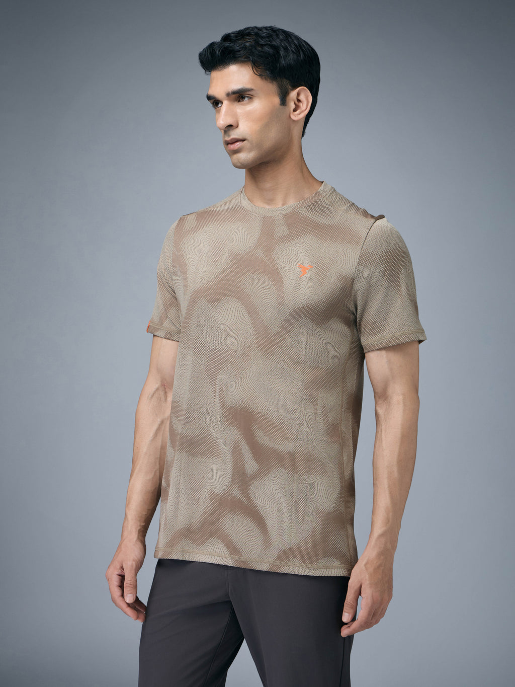 Technosport Crew Neck Tshirt (Double Cool) - OR60 - KHAKI