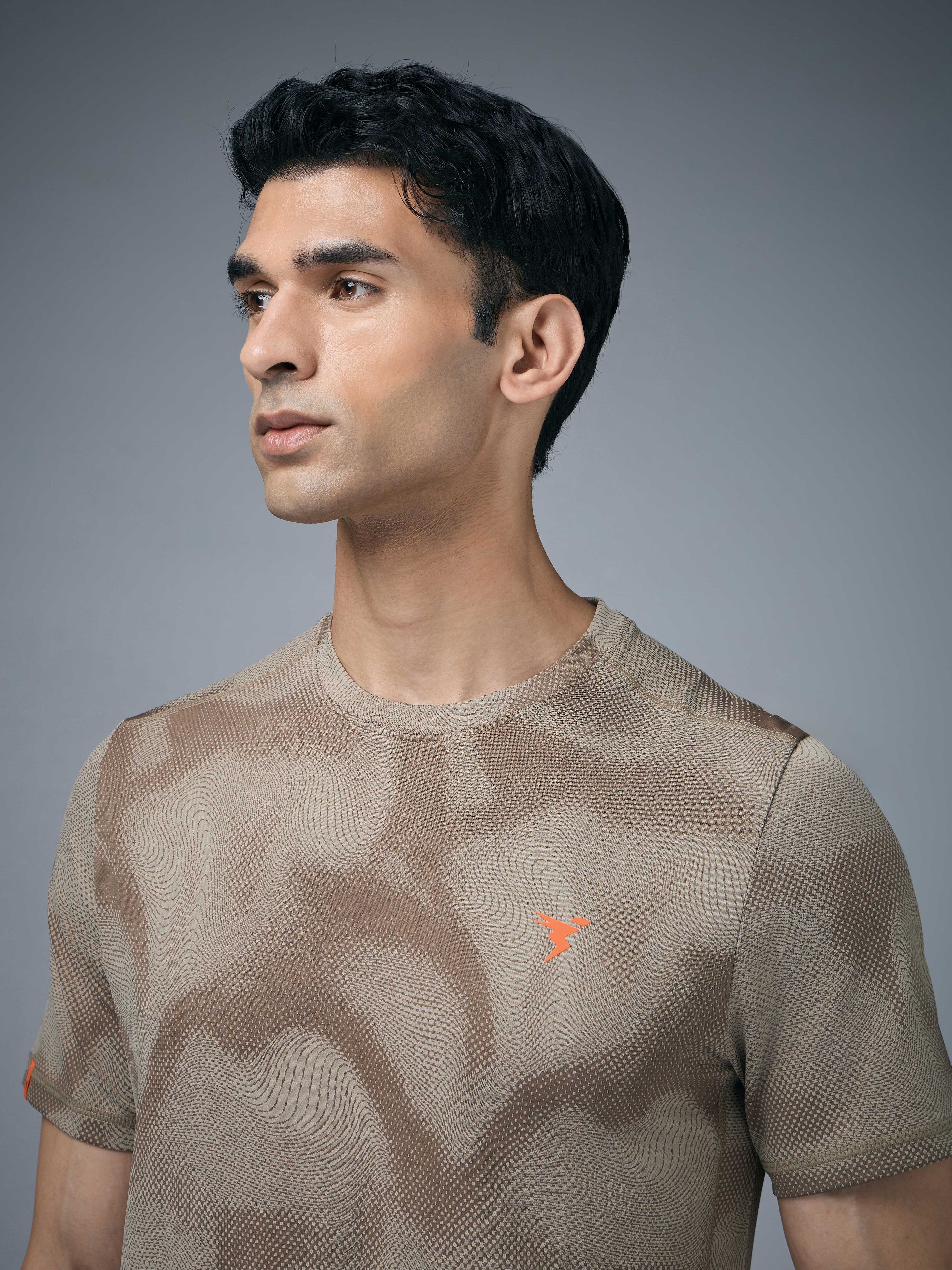 Technosport Crew Neck Tshirt (Double Cool) - OR60 - KHAKI