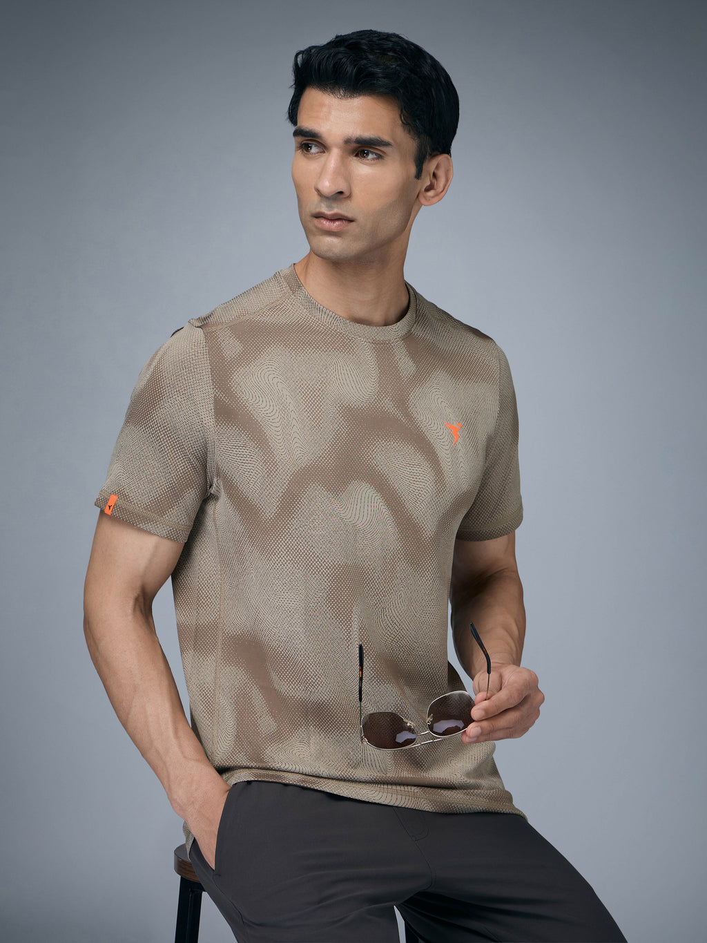 Technosport Crew Neck Tshirt (Double Cool) - OR60 - KHAKI