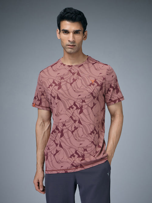 Technosport Crew Neck Tshirt (Double Cool) - OR60 - MARSALA