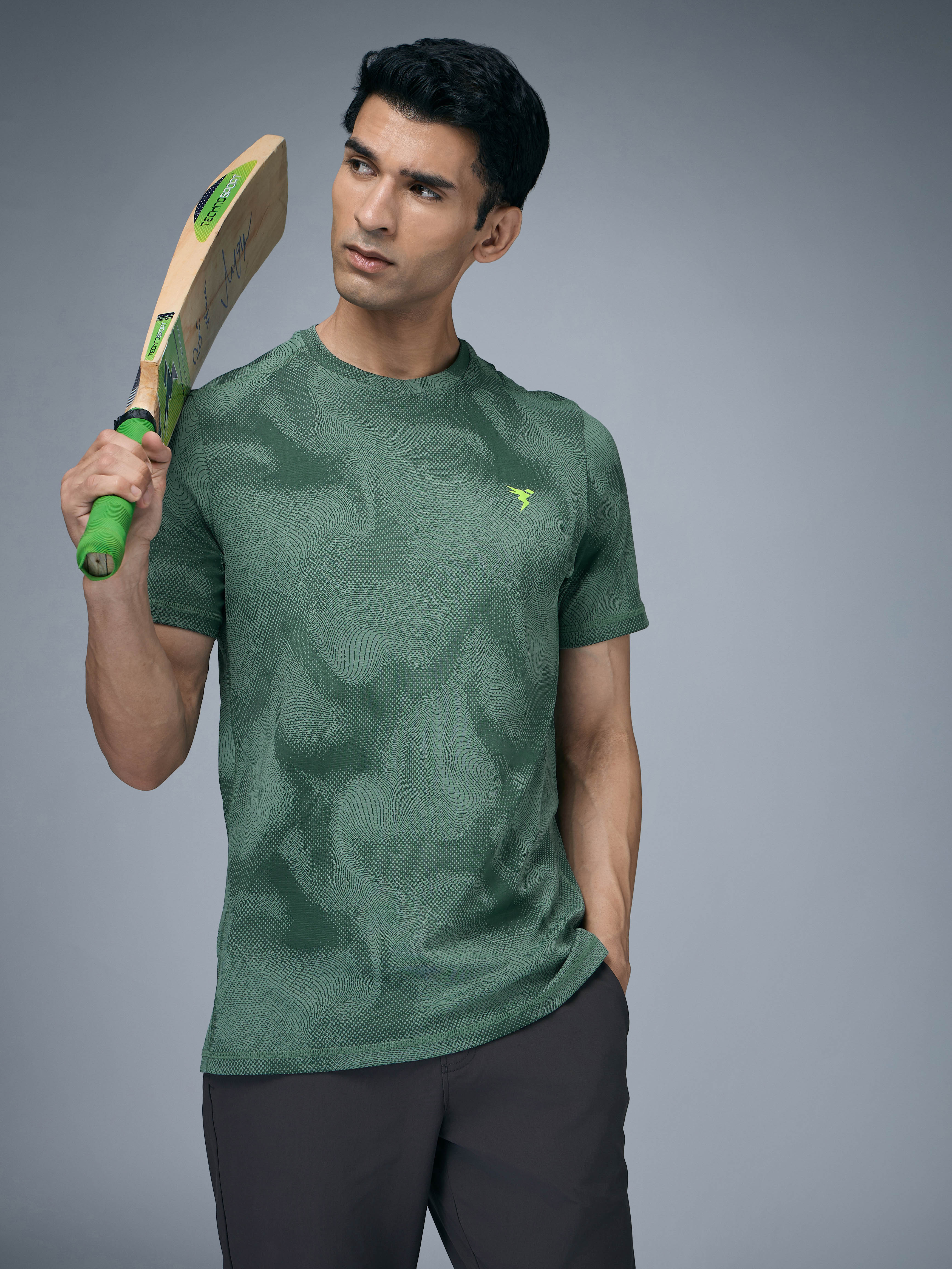Technosport Crew Neck Tshirt (Double Cool) - OR60 - MYRTLE