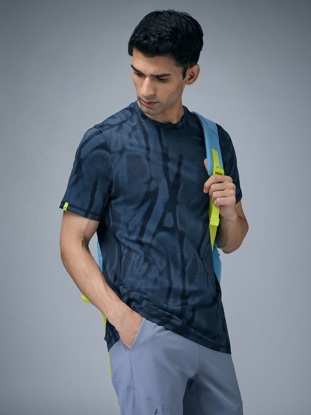 Technosport Crew Neck Tshirt (Double Cool) - OR60 - NAVY B