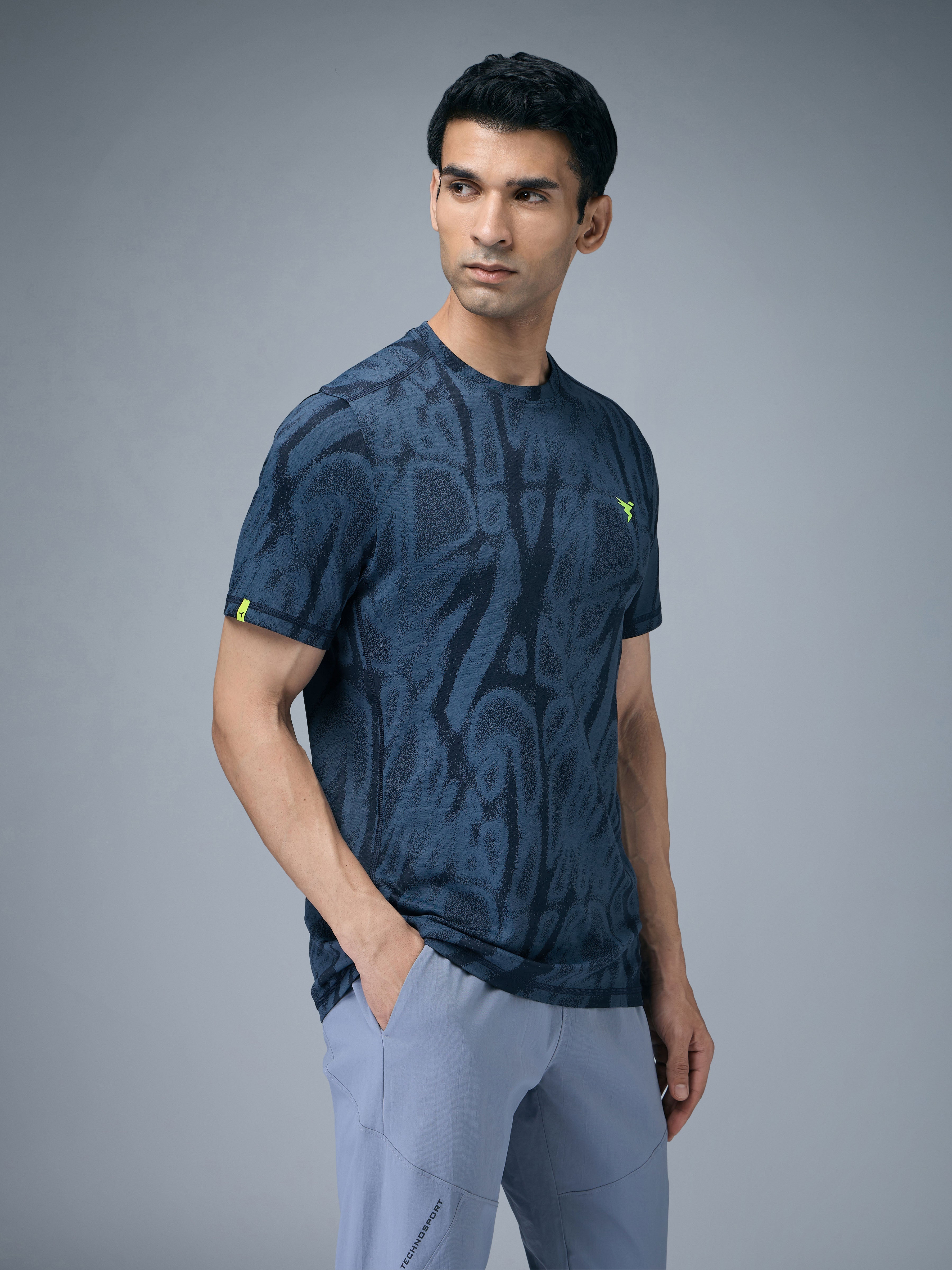 Technosport Crew Neck Tshirt (Double Cool) - OR60 - NAVY B
