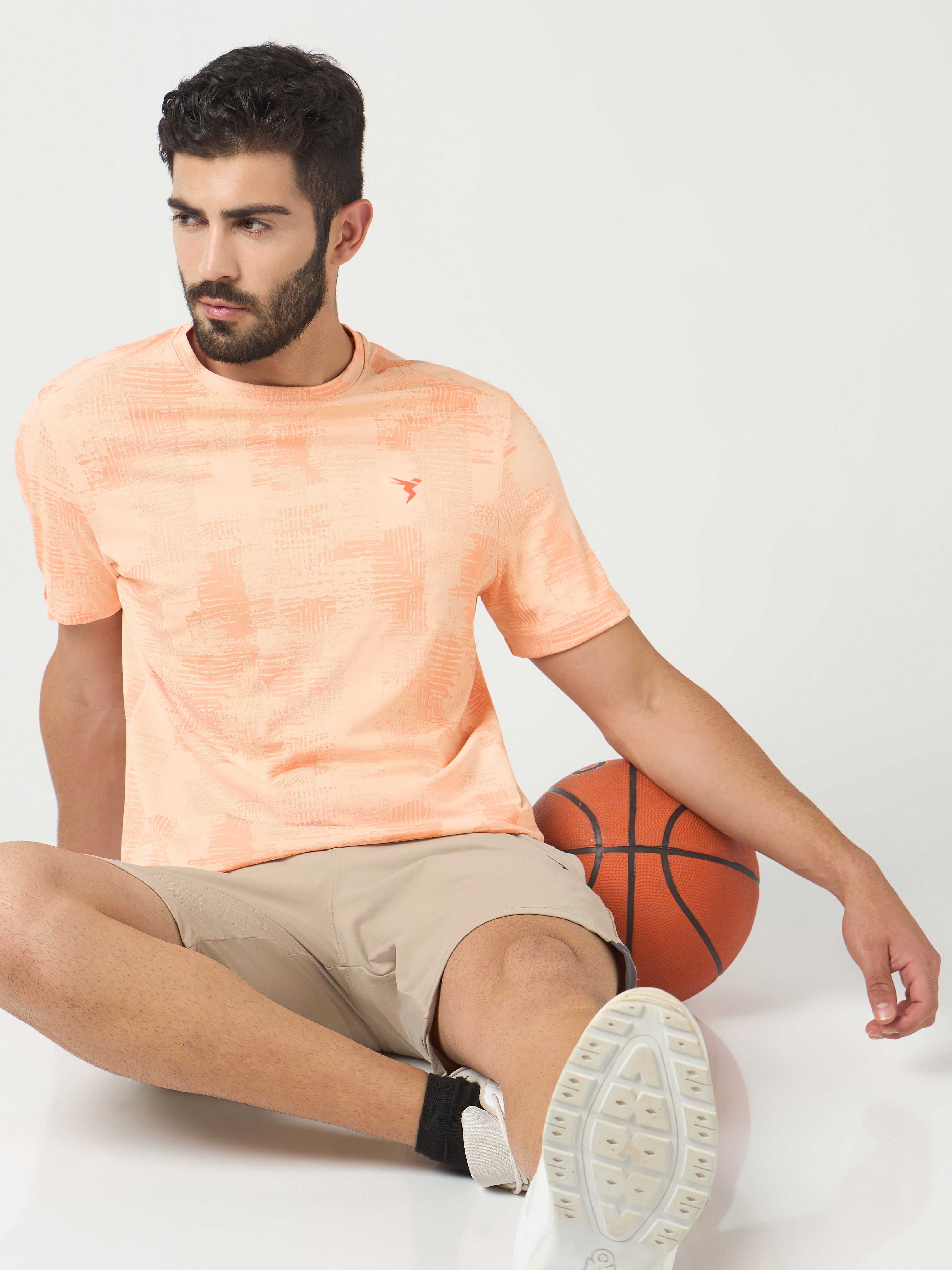 Technosport Crew Neck Tshirt (Double Cool) - OR60 - PEACH A