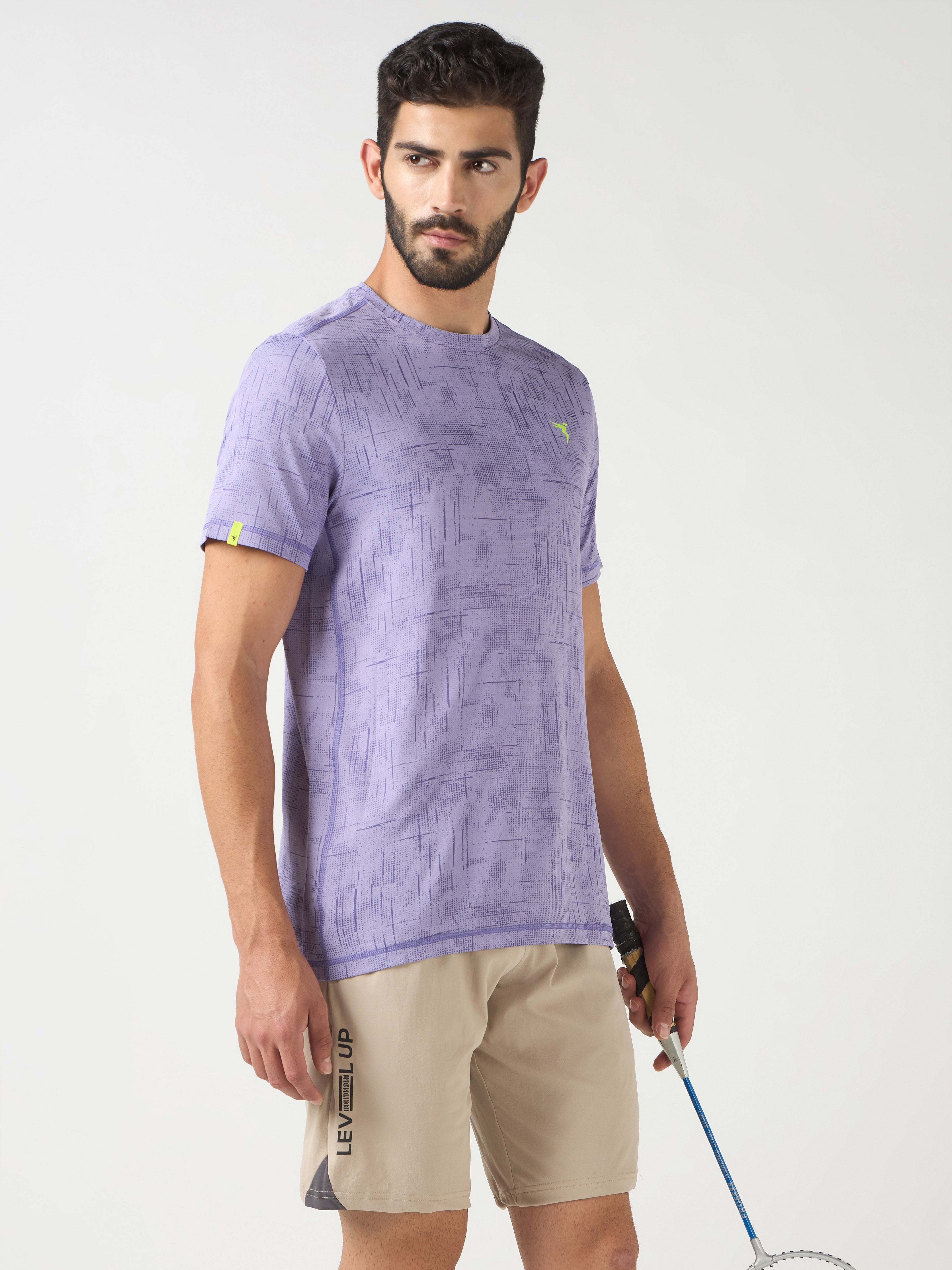 Technosport Crew Neck Tshirt (Double Cool) - OR60 - PURPLE A