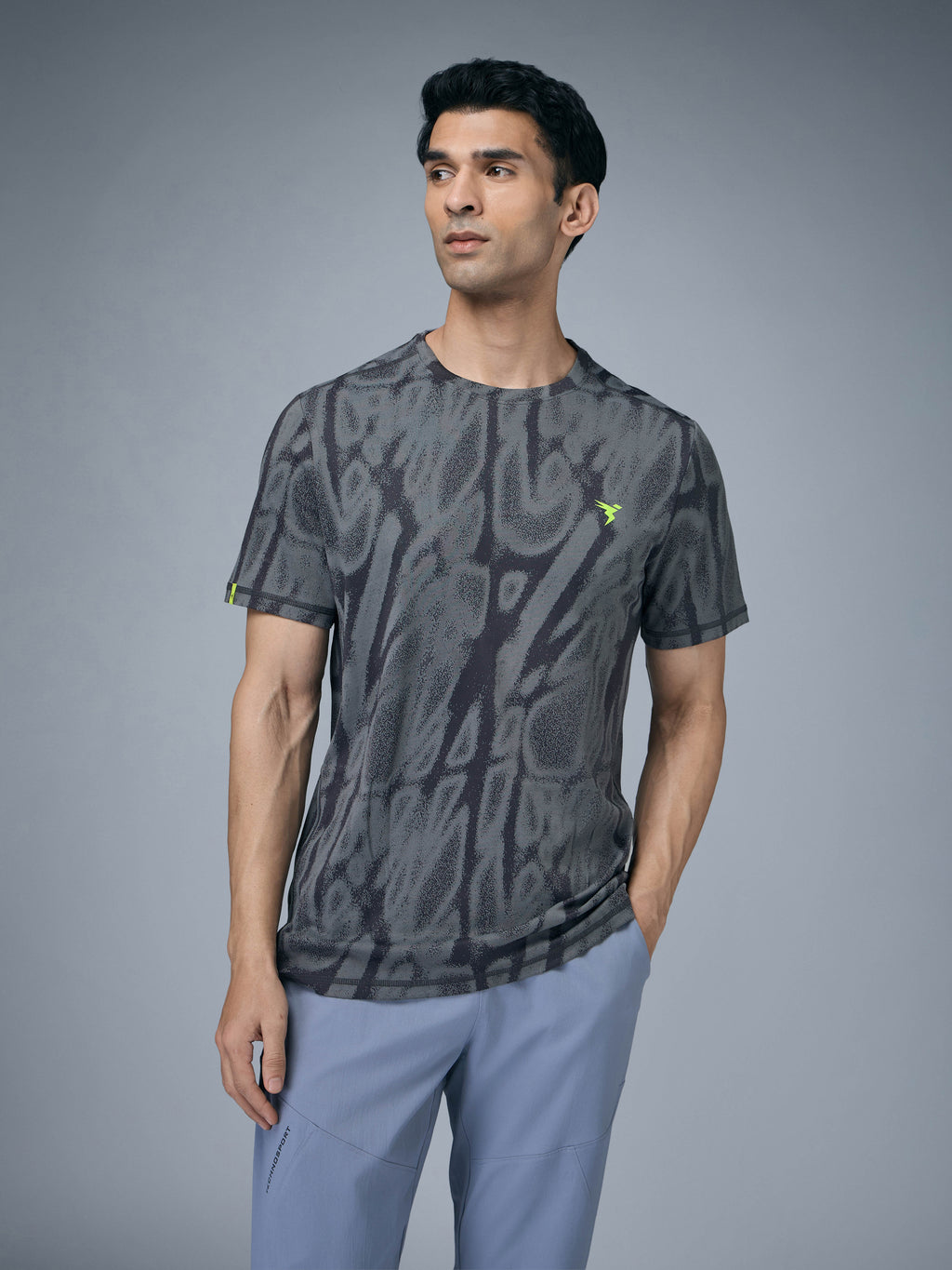 Technosport Crew Neck Tshirt (Double Cool) - OR60 - WOODLAND GRAY