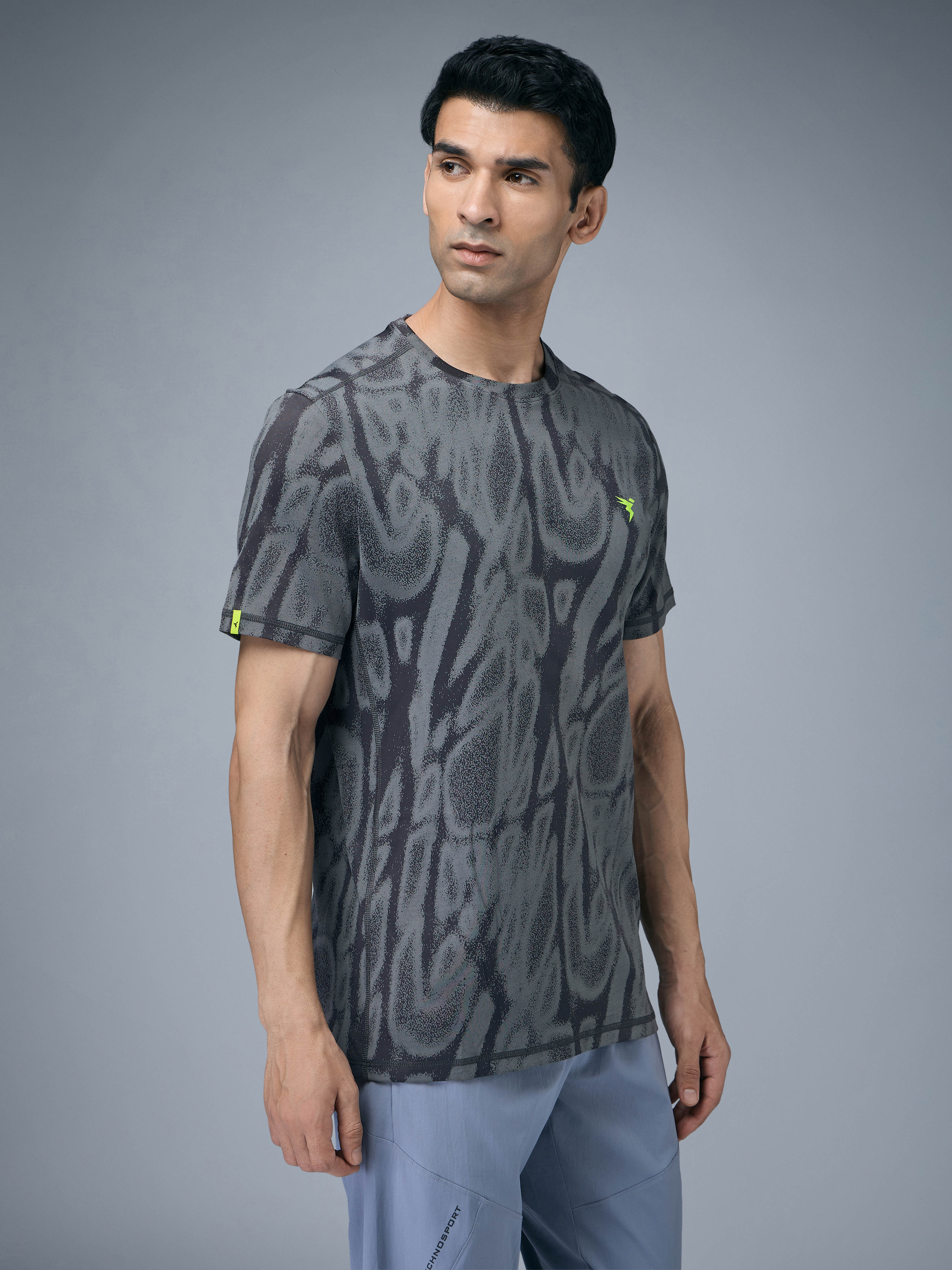 Technosport Crew Neck Tshirt (Double Cool) - OR60 - WOODLAND GRAY