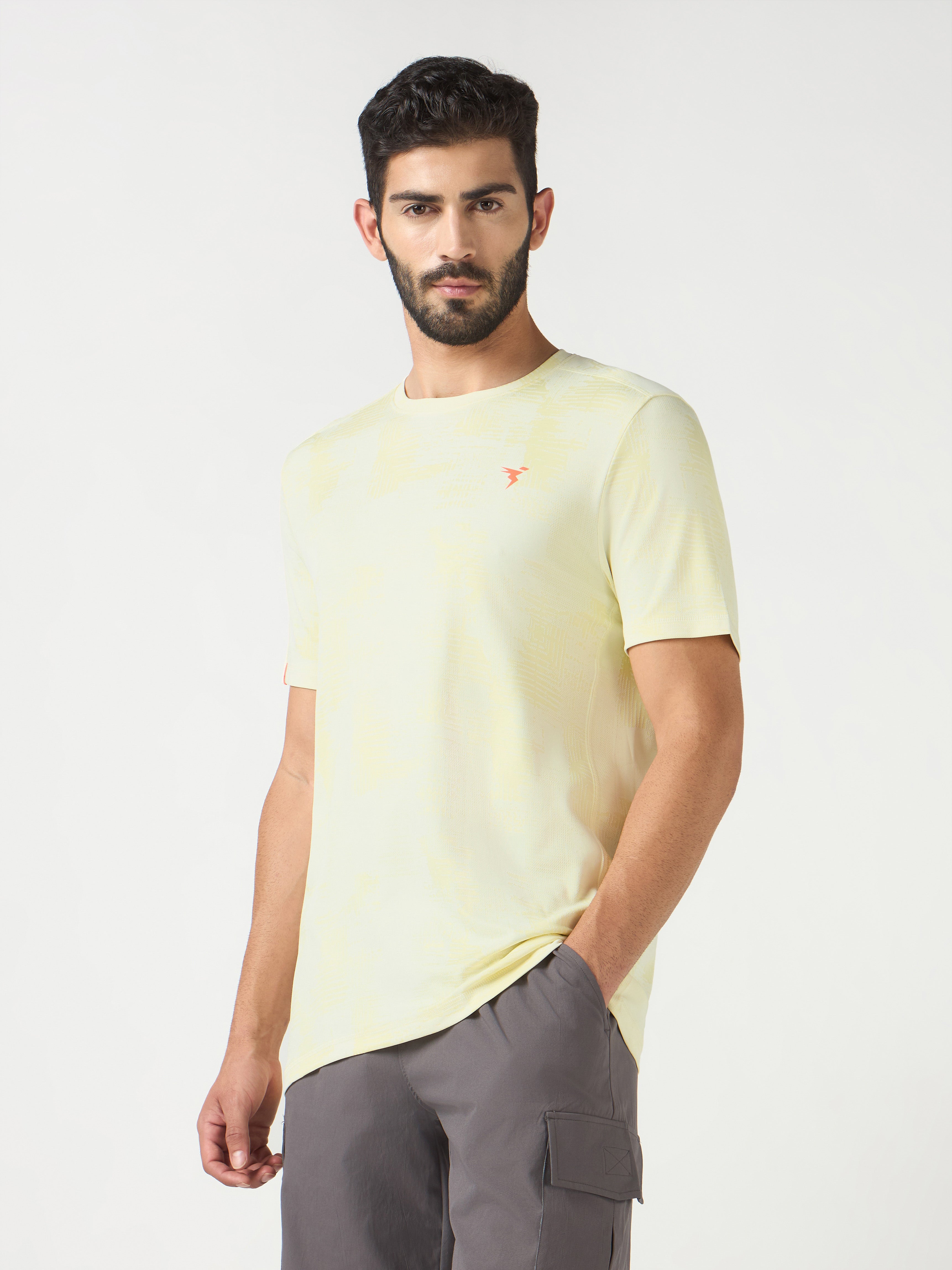 Technosport Crew Neck Tshirt (Double Cool) - OR60 - YELLOW B