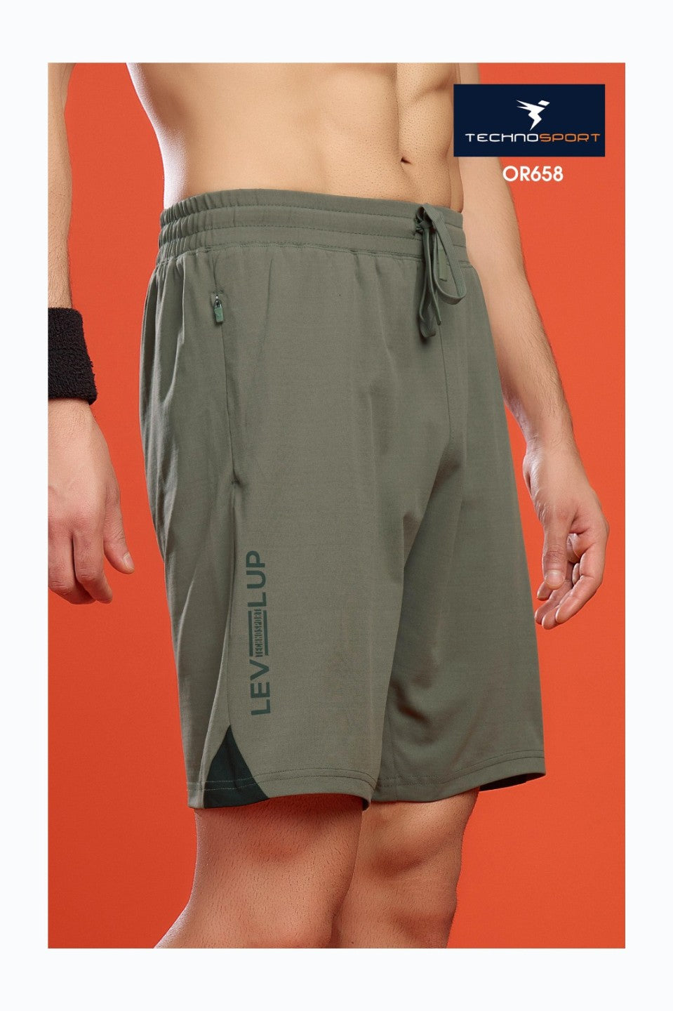 Technosport Men Shorts - OR658 - SMOKEY OLIVE