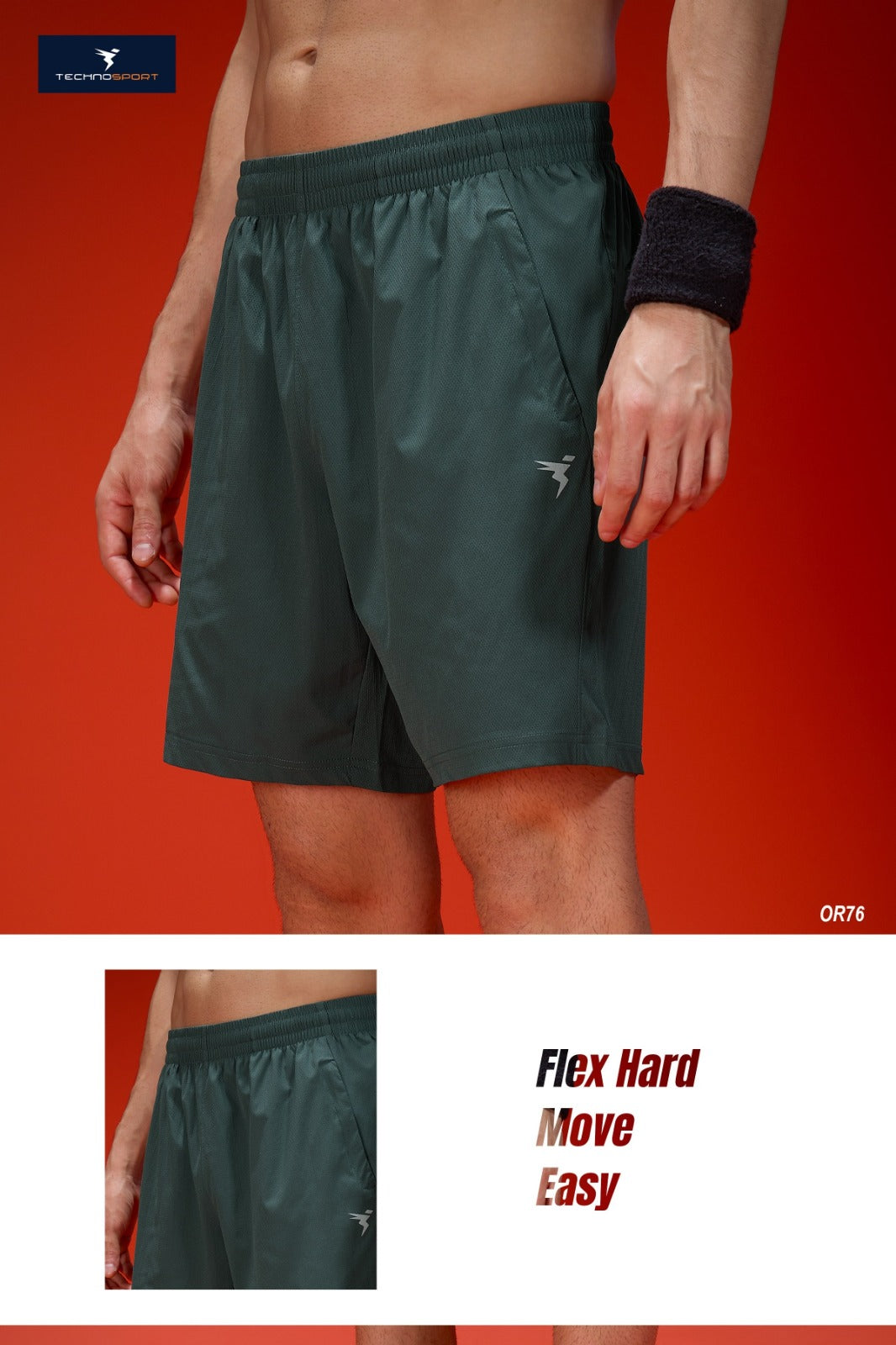 Technosport Men Shorts (Paper Cloth) - OR76 - TREKKING GREEN