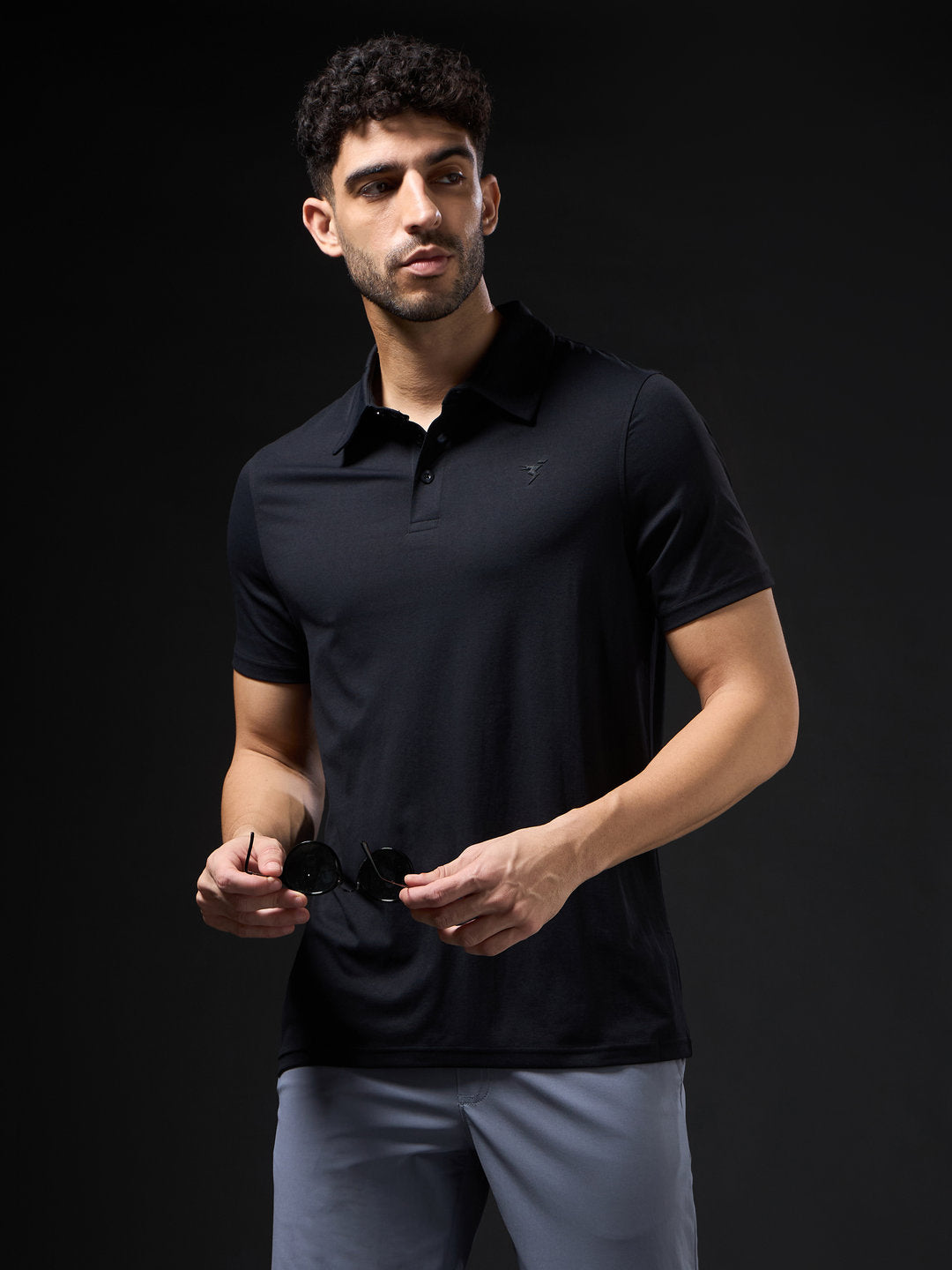 Technosport Collar TShirt - OR81 - BLACK