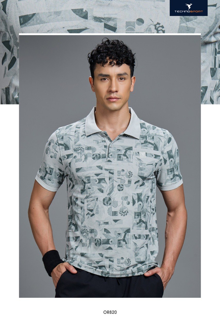 Technosport Polo TShirt Printed (Matpiq) - OR820 - ASH
