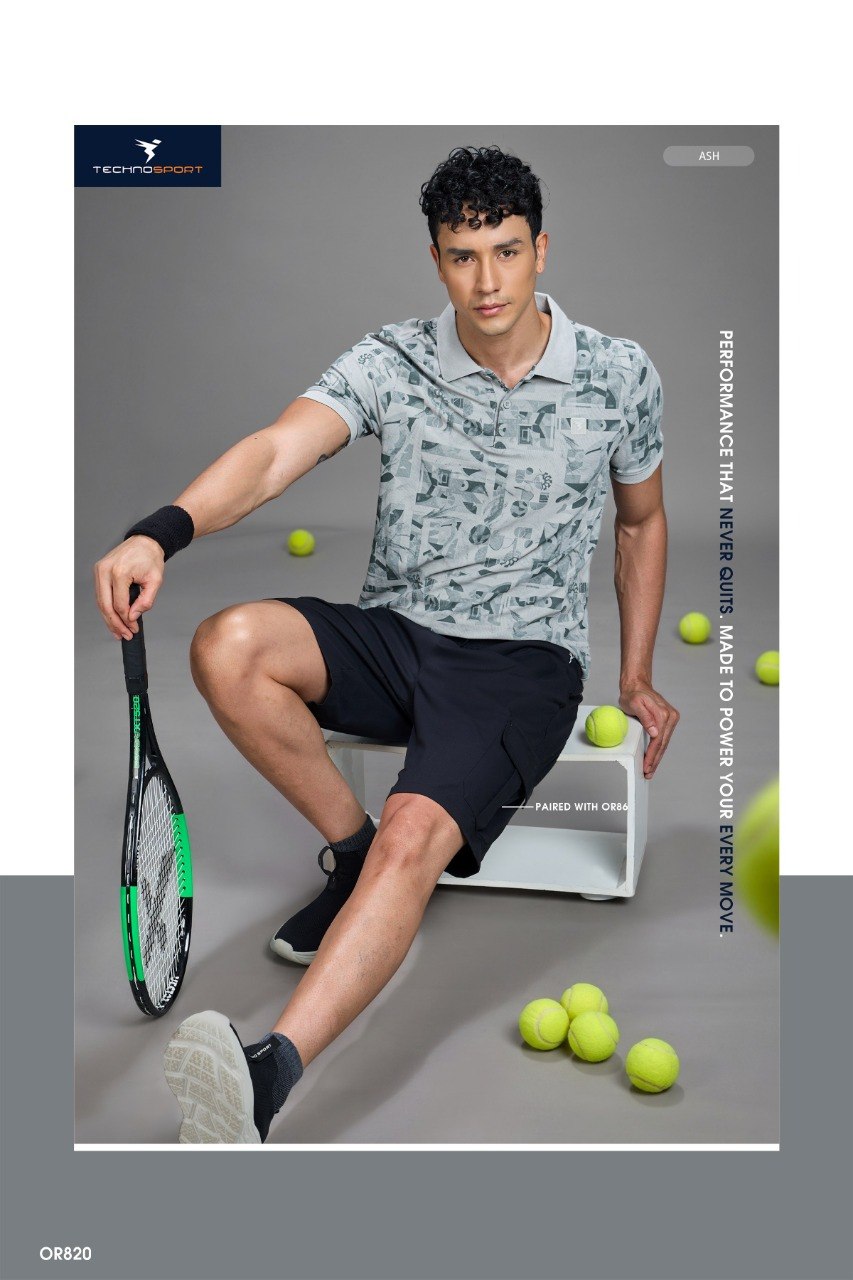 Technosport Polo TShirt Printed (Matpiq) - OR820 - ASH