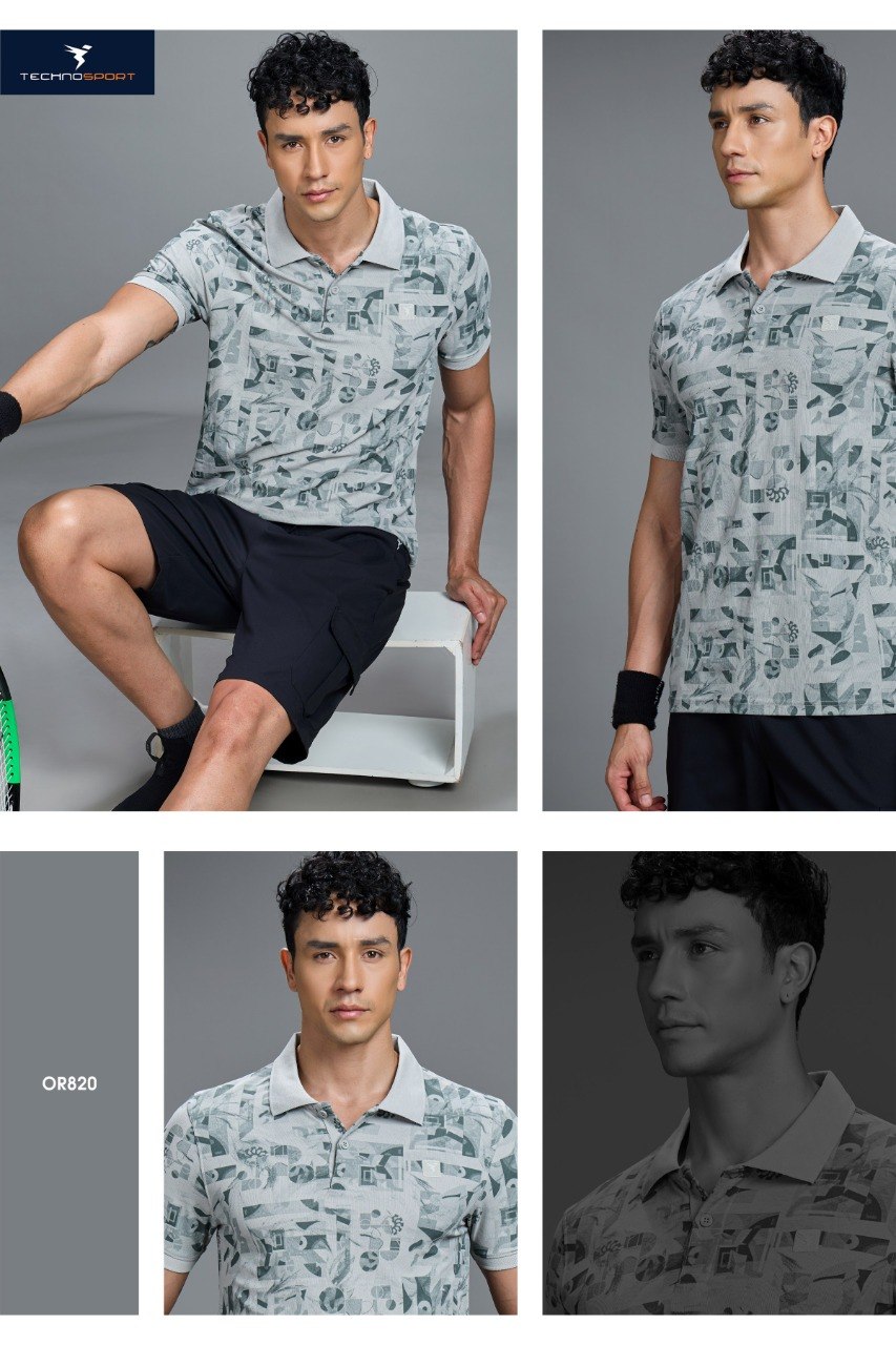 Technosport Polo TShirt Printed (Matpiq) - OR820 - ASH