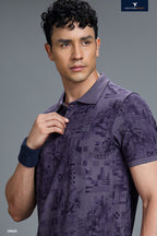 Technosport Polo TShirt Printed (Matpiq) - OR820 - GRAPE VINE