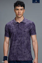 Technosport Polo TShirt Printed (Matpiq) - OR820 - GRAPE VINE