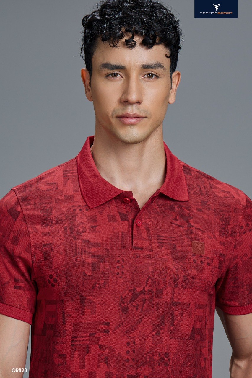 Technosport Polo TShirt Printed (Matpiq) - OR820 - RED B