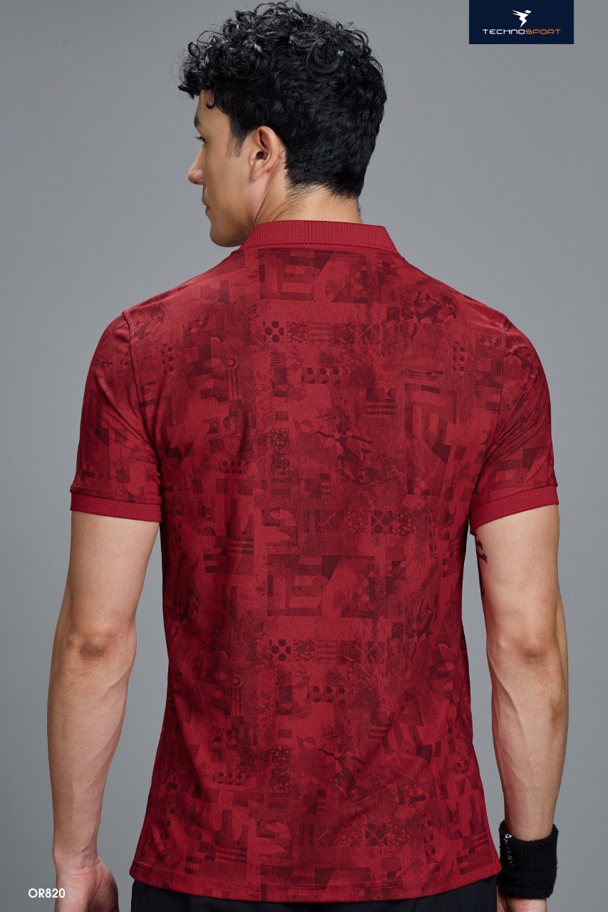 Technosport Polo TShirt Printed (Matpiq) - OR820 - RED B