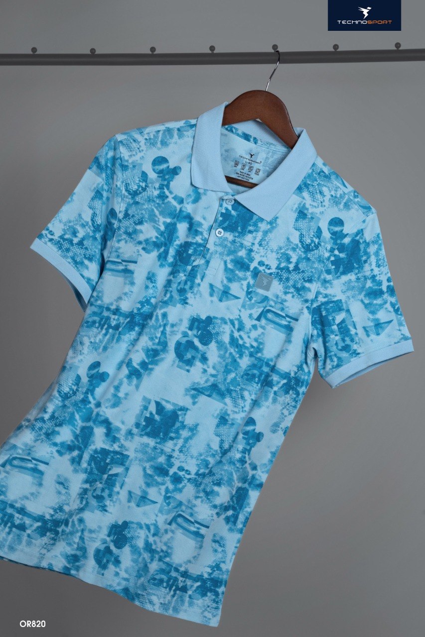Technosport Polo TShirt Printed (Matpiq) - OR820 - SKY BLUE