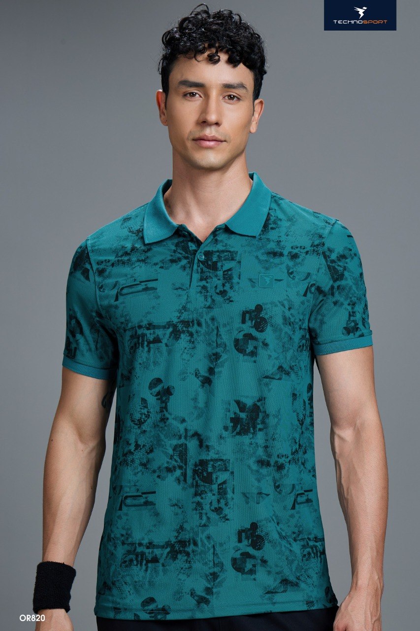 Technosport Polo TShirt Printed (Matpiq) - OR820 - TEAL B