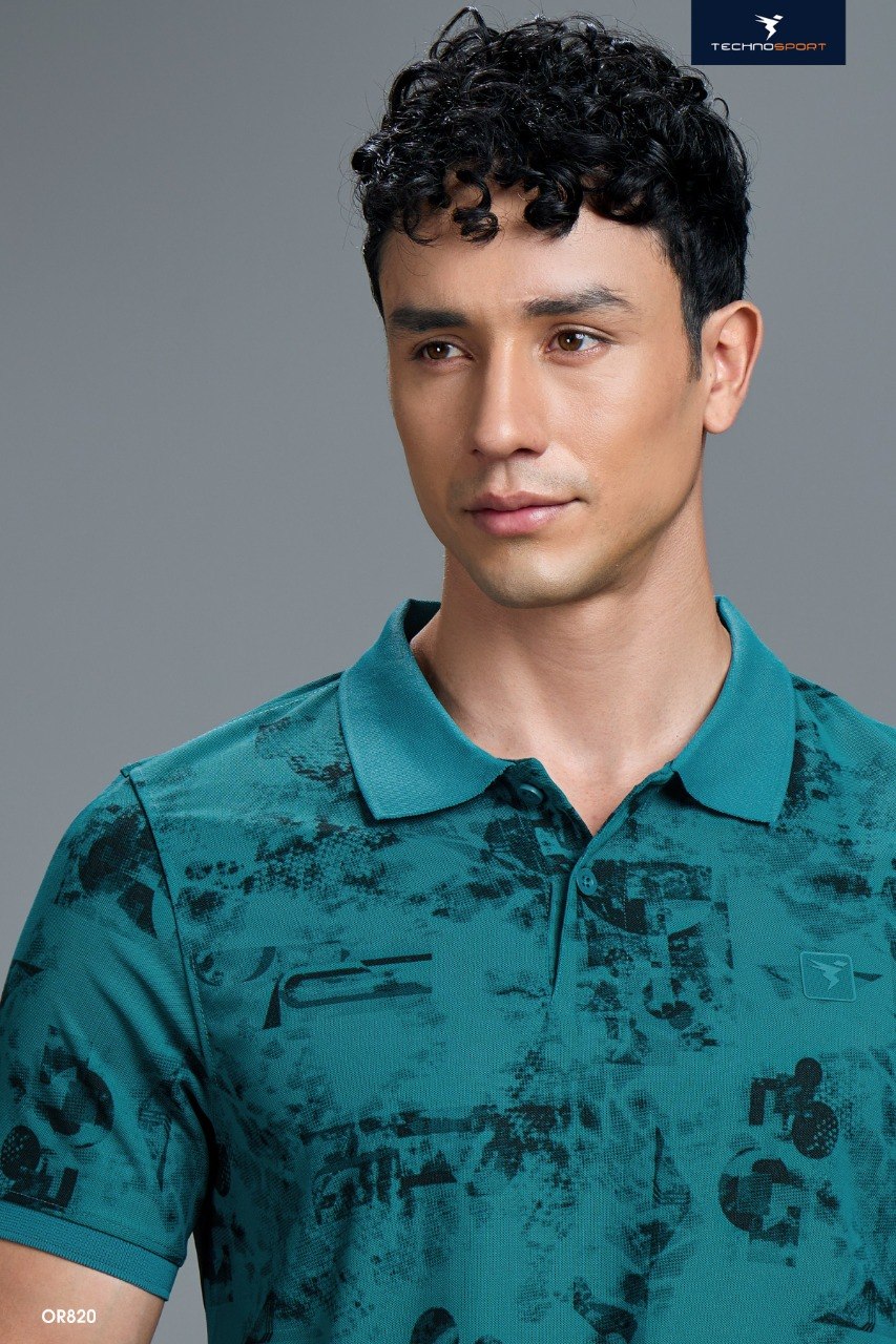 Technosport Polo TShirt Printed (Matpiq) - OR820 - TEAL B